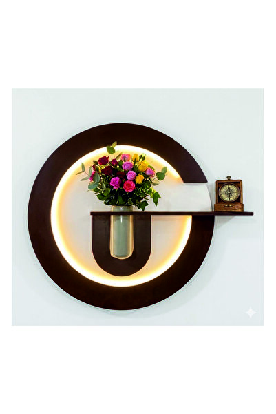 dedeler dekor Pilli ve LEDLİ ROSE Dekoratif Duvar Rafı ve Çiçeklik 50 cm