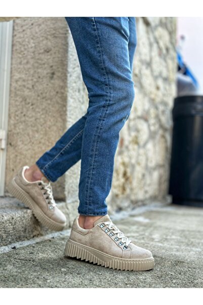 BOA Aba0505 Beige Men's Casual Shoes with Hook and Loop Fasteners