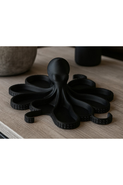 KOÇER AWM Special Design Octopus Themed Tabletop Ring, Necklace, Earring Orga...