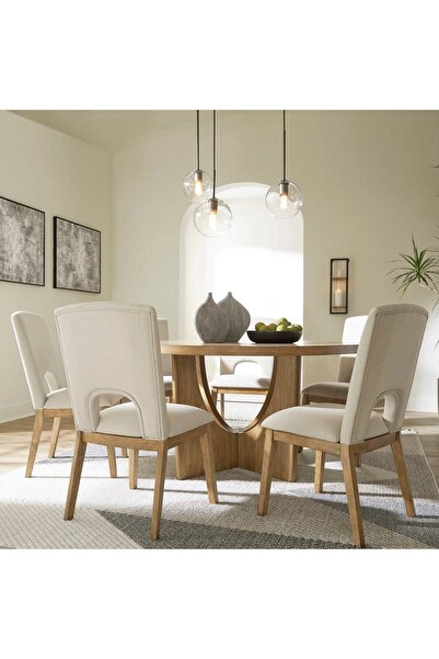 Midas Furniture طقم طاولة طعام خشبية 6 كراسي بني
