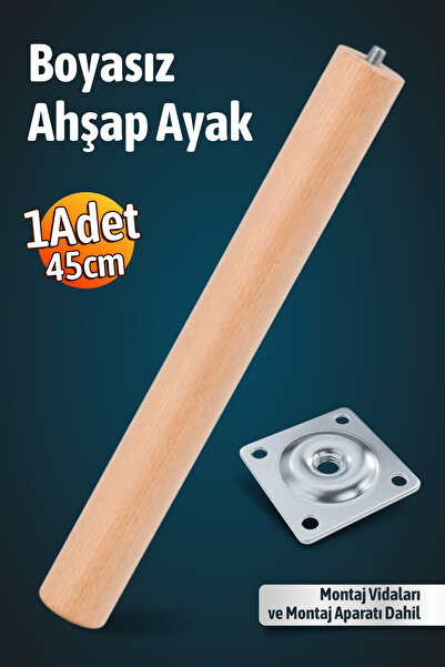 Badem10 Bohem 45 cm (1 Adet) Doğal Ahşap Boyasız Silindir Sehpa Ayağı - (1 Ad...