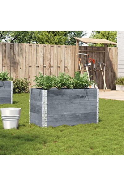 vidaxl Jardiniera de gradina, gri, 100x50 cm, lemn masiv pin