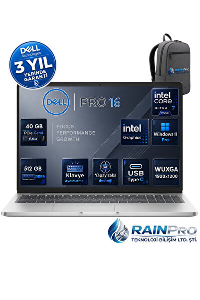 Dell Pro 16 Intel Core Ultra 7 255U 5.2ghz 40 GB DDR5 512 GB SSD Intel® Aı Bo...
