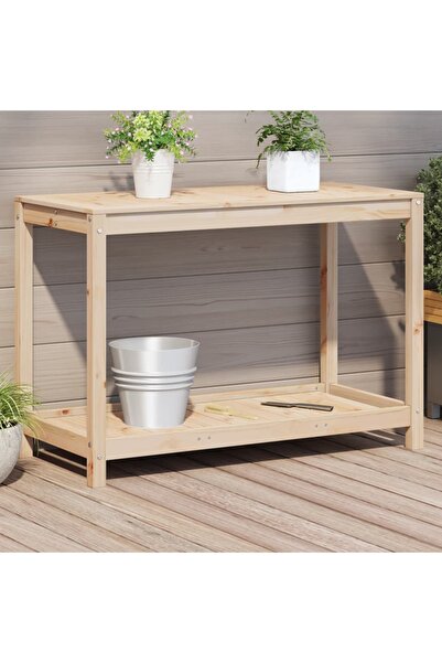 vidaxl Masa de plantare cu polita, 108x50x75 cm, lemn masiv de pin