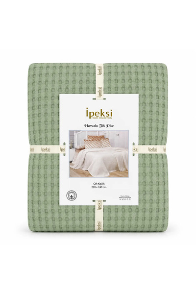 Çeyiz Merkezi İpeksi Havuzlu Tek Pike Çift Kişilik 220x240 cm YEŞİL