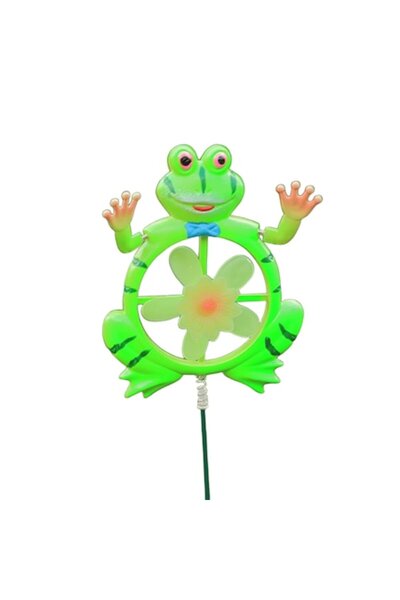 OEM Garden Pinwheel Type, Cheerful Frog Model with Rotating Flower, 12x11 cm,...