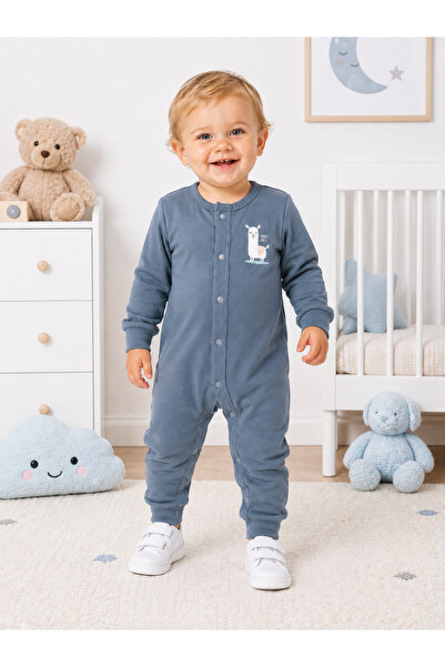 OUTLET Isis Baby Lama Printed Snap Fastener Long Sleeve Jumpsuit