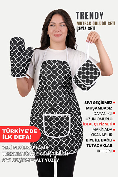 Casasro Set Trendy 3 Piese Impermeabil (Șorț + Mănușă + Suport)
