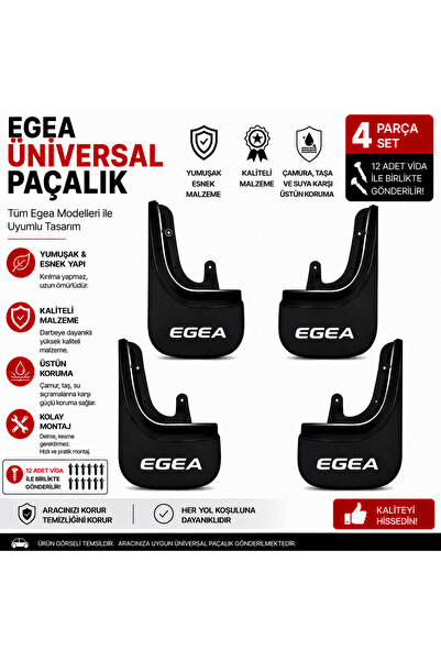 CarEste Fiat Egea Uyumlu Üniversal Paçalık Seti 4 Parça Esnek Çamurluk Koruyucu