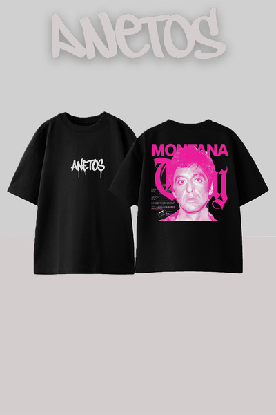 Anetos Μπλουζάκι Tony Montana Pink Face Streetwear με στάμπα στην πλάτη, βαμβ...
