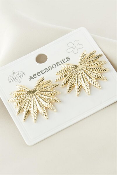 ZERO LAND Ilkeshop Leaf Metal Earrings (215244) - Yellow