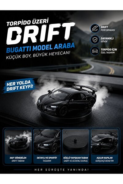 Store Araç İçi Haraketli Drift Minyatur Bugattı Arabası Aksesuar Metal Mazeme...