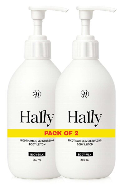 Hally عبوة من 2 حليب للجسم سعة 250 مل لكل منها، لوشن مرطب للجسم بالنيكوتينامي...