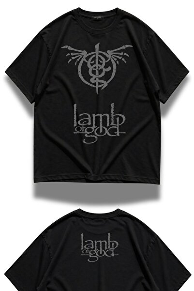 Fuddy Moda Μπλουζάκι Unisex με λογότυπο Lamb Of God και στάμπα στο λαιμό, Ove...