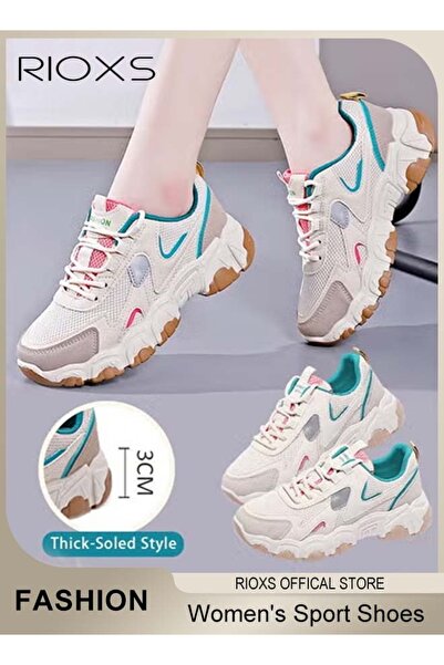 RIOXS Chunky Trainers for Women, Classic Round Shoe Laces for Sneakers, Comfy...