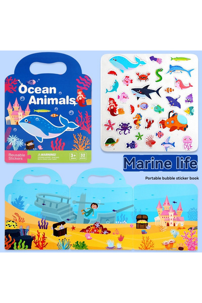 Choice4 Ocean Animals 6 Styles Reusable Sticker Activity Pad,Stickers with Sc...