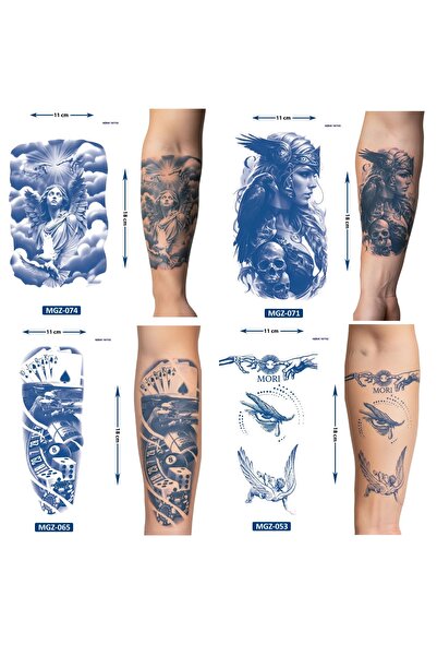 Airbrush Tattoo Yarı Kalıcı 4 Adet Birden Geçici Dövme 18x11 cm Aylık Kalıcı ...