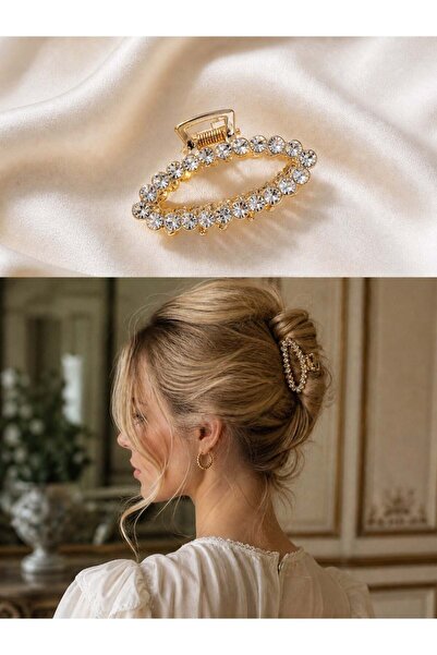 Retrobird Stone-Encrusted Clasp Buckle for Women in Gold Color