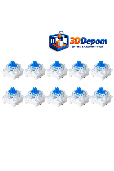 3D Depom 10 Adet Mavi Clicker - Blue Switch