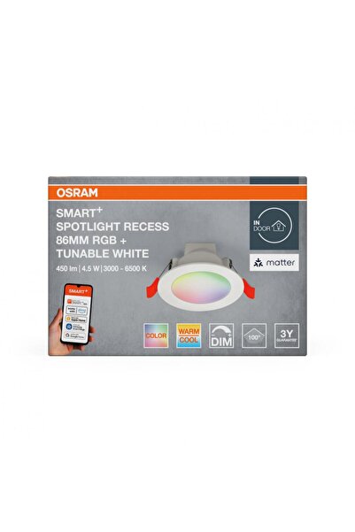 Osram Spot LED RGB încastrat SMART+ Matter 4.5W 450 lm, Alb