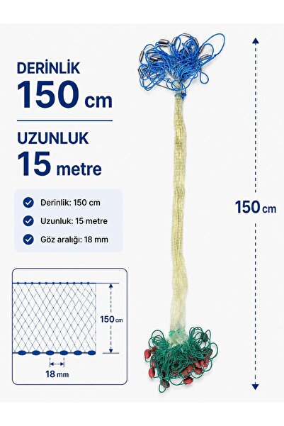 TD POWER Germe Misine Ağı , Balık Ağı , Özel Yapım Ağ (Uzunluk :15m / Göz Ara...