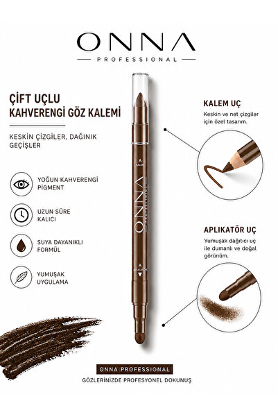 ONNA PROFESSIONAL Çift Uçlu Göz Kalemi | Dağıtıcı Aplikatörlü, Uzun Süre Kalı...