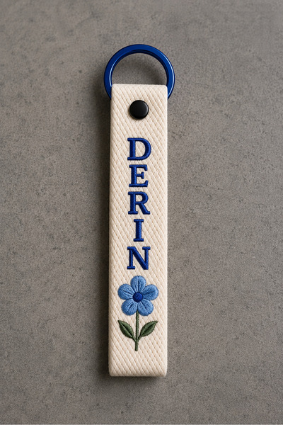 DERCES TASARIM Nakışlı İsimli Anahtarlık, Çanta ve Araba Süsü ( Name Tag)