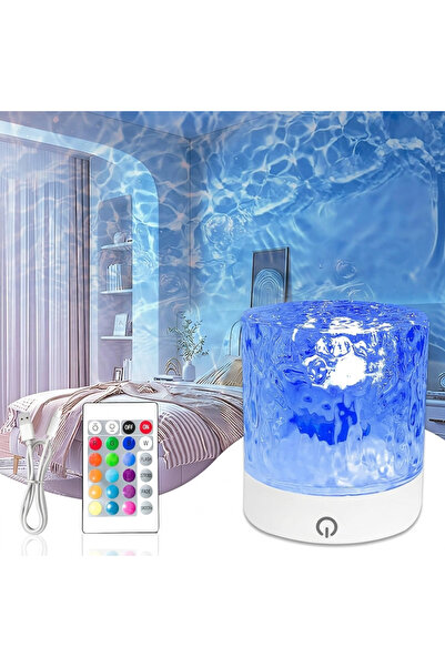 TR Kristal Efektli Dönen Su Dalgası Lambası - 16 Renk RGB LED, Kumandalı Atmo...