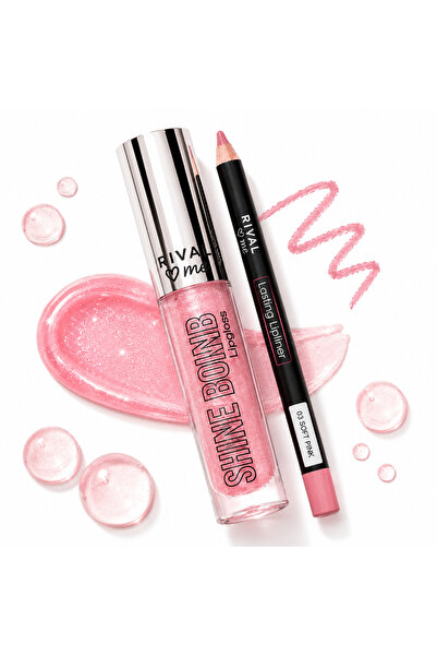 Rival Loves Me Shine Bomb Lipgloss & Lasting Lipliner 03 Soft Pink Dudak Seti