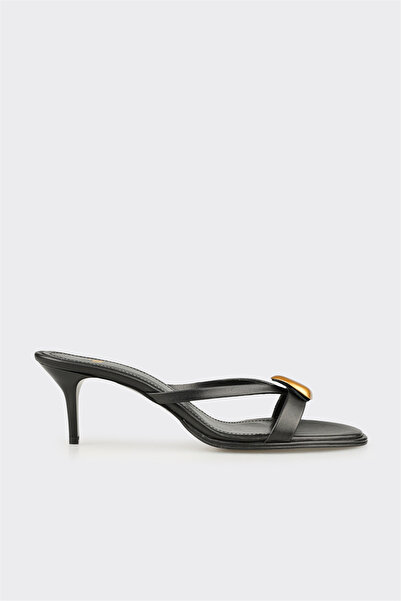 Elle Shoes Siyah Deri Kadın Terlik