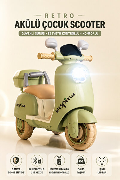 YILDIRIM OYUNCAK Retro Akülü Çocuk Motoru 3 Tekerlekli 50kg Taşıma Kapasiteli...