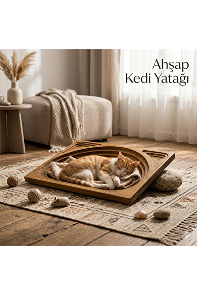 Pawblem Lab Evcil Hayvan Dikdörtgen Ahşap Yatak