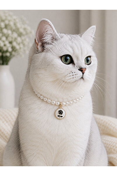 HALHALMILL Flower dangle pearl cat necklace