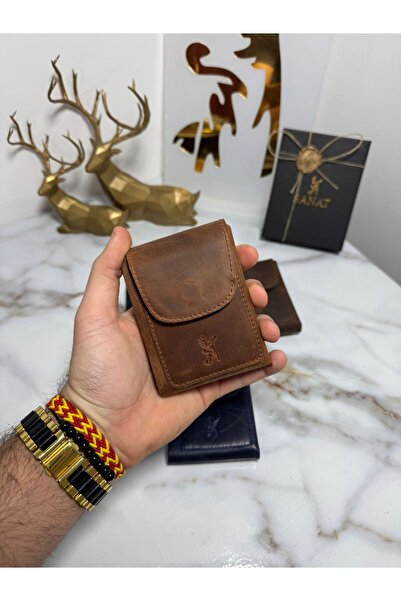 SANAT 100% Genuine Crazy Leather Magnetic Hand-Sewn Minimalist Wallet