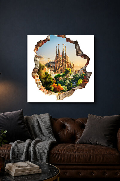 Lucena Pictură murală 3D Barcelona Sagrada Familia, pictură pe metal, cu tema...