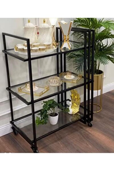 Tables Arabic Serving Iron with Transparent Glass Surface
