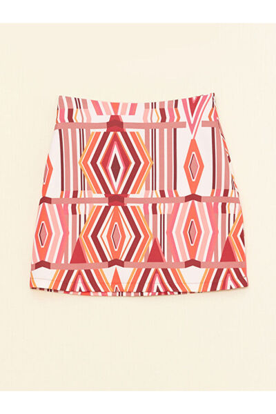 LC Waikiki Patterned Satin Women's Skirt with Zippered Waist