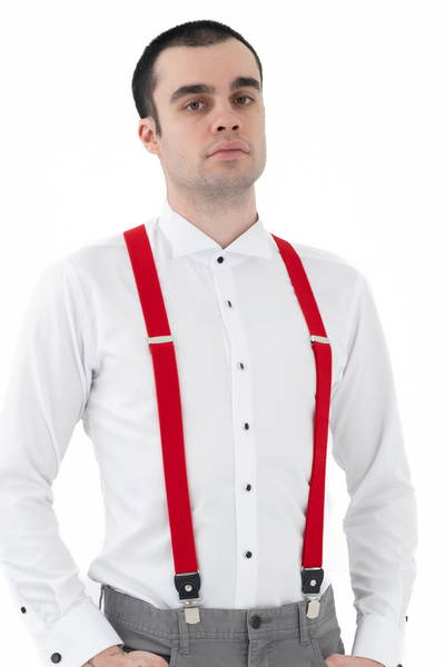 ELROZO Men's Trouser Hanger with 4 Clips Adjustable Leather Connection