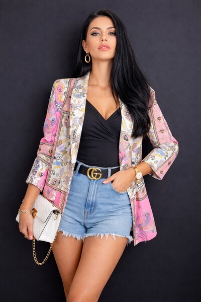 Diva Exclusive Fashion Women's Pink Paisley Print Jacket – Drapey Fit, Lightw...