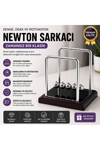 1DepoBu Newton Sarkacı Denge Topu Dekoratif Masaüstü Ofis Oyuncağı Odaklanma ...