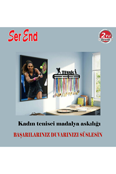 Serend KADIN TENİSCİ TEMALI MADALYA ASKILIĞI - METAL- ELEKTROSTATİK TOZ BOYALI