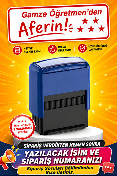 Öğretmen Kaşesi - Aferin Kaşesi - Kırmızı Mürekkep Rengi - 912 47x18 mm