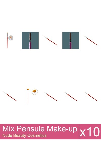 Makeup Mix Set 10 products Makeup Brushes: Cat's Tongue Gel Brush - No.6, Man...