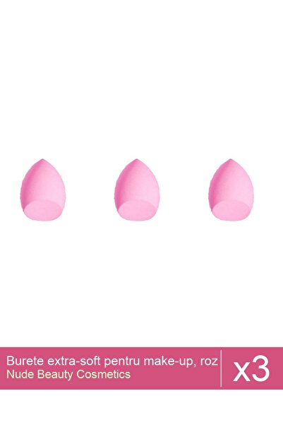 Makeup Set of 3 extra-soft make-up sponges, pink - beveled