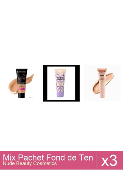 Makeup Set Mix 3 produse Fond De Ten: Eveline Better the Perfet, 01, ( ivory)...