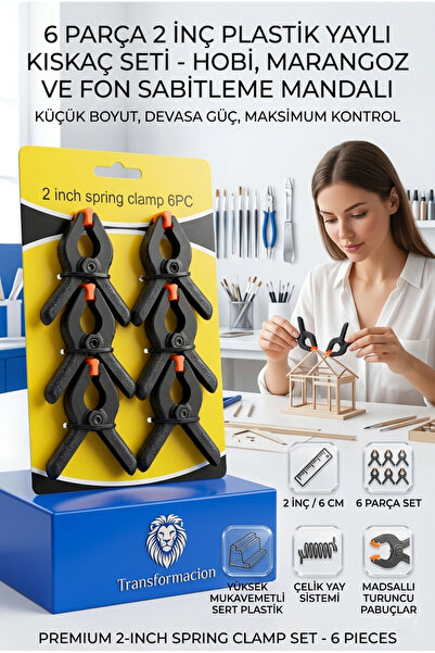 Transformacion 6 Parça 2 İnç Plastik Yaylı Kıskaç Seti - Hobi, Marangoz ve Fo...
