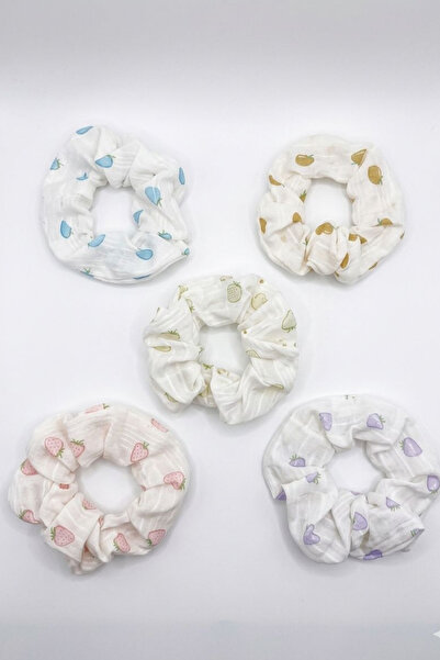 Jaida Moda Women's Set of 5 Elastic Hair Clips with Fruit Figures, Cute Scrun...