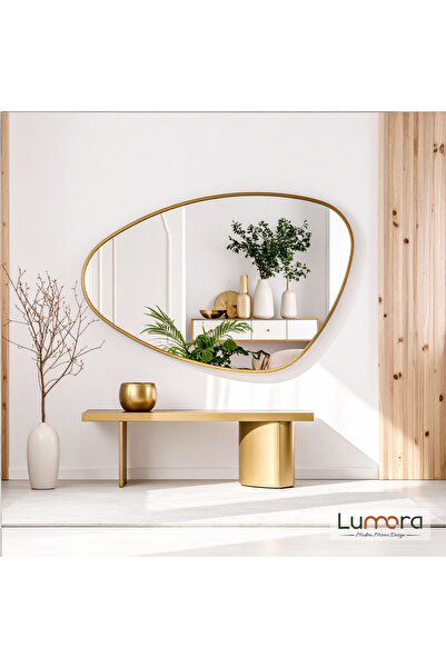 lumora mirror design Luce Modern Gold Boyalı MDF Çerçeveli Dekoratif Ayna