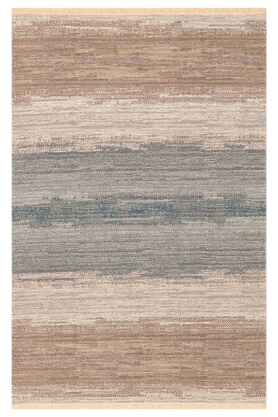 RugChef KUTNU KTN 03 BEIGE BLUE Modern Ombre Renk Geçişli Yıkanabilir Çift Ta...