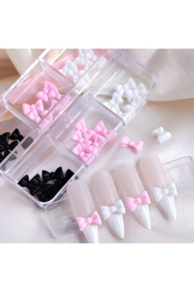 Choice1 30pcs 30 boxed Bow ties Nail Accessories 3-color Resin Bow Kown Desig...